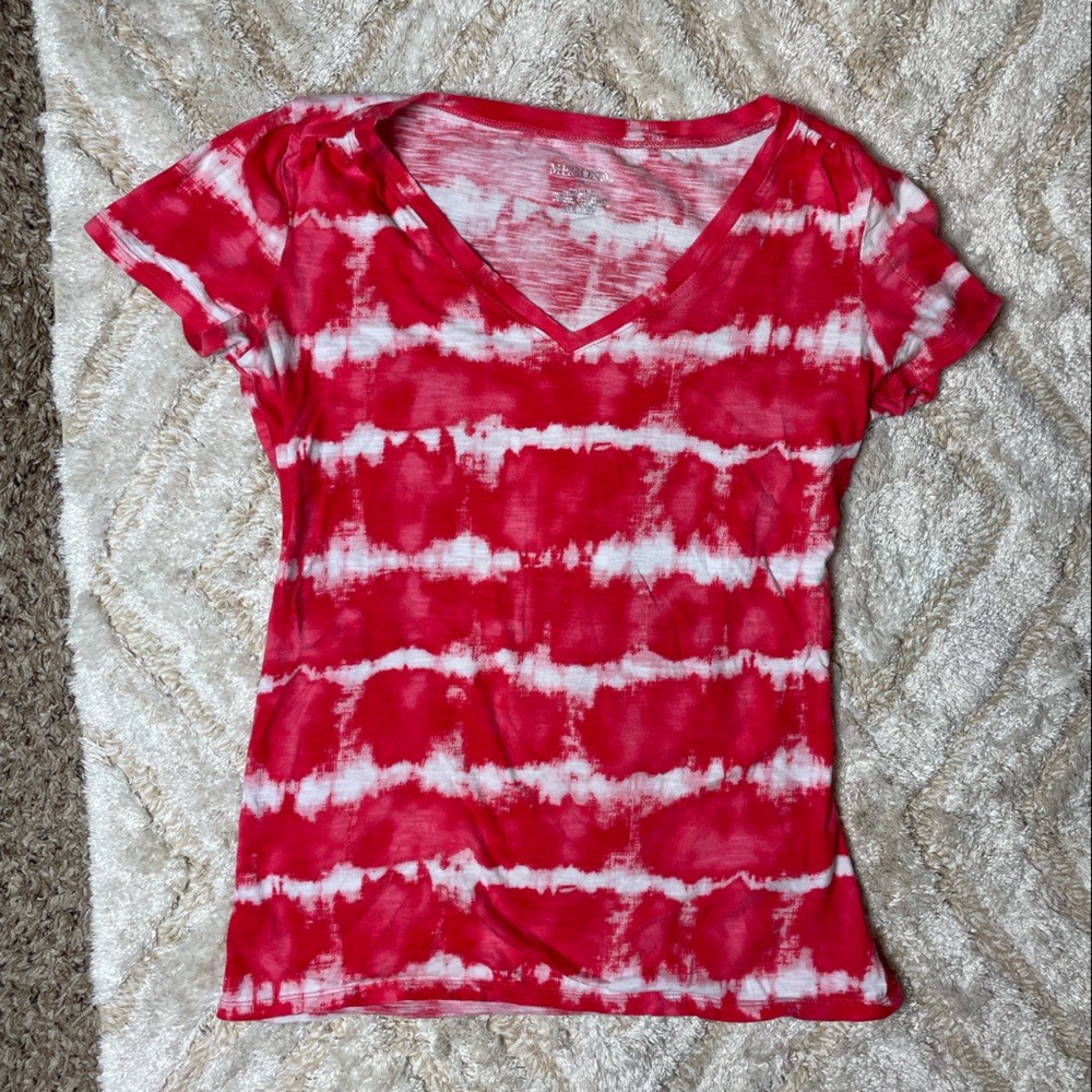 Merona Red Tie-Dye Tshirt Vneck